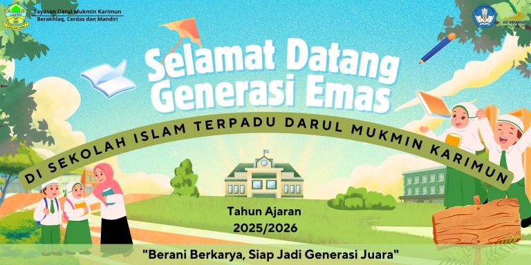 Banner Ucapan Selamat Datang Peserta Didik Baru Ilustratif Biru dan Hijau (1)-min